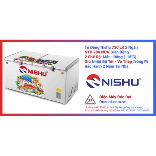 Tủ đông Nishu 2 Ngăn Dàn Đồng 750 Lít NTD-788-New Tủ đông Nishu 2 Ngăn Dàn Đồng 750 Lít NTD-788-New